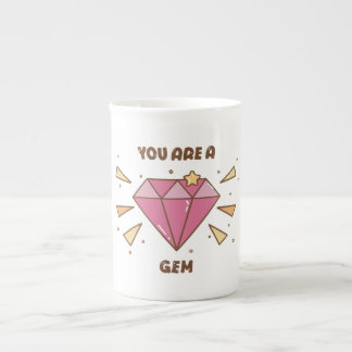 Porcelana Eres una gema Taza motivacional rosa de gema linda
