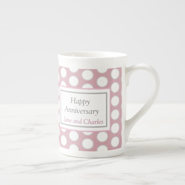 Porcelana Feliz aniversario Boda con una taza punteada de ro (Derecha)