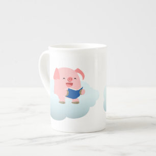 Porcelana Lector de cerdo Personalizado lindo en taza de hue