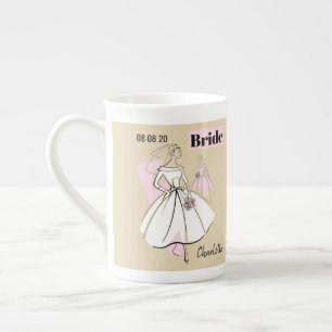 Porcelana Moda Novia Neutral Novia Nombre hueso de la taza