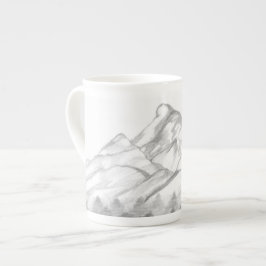 Porcelana Montañas Dibujadas a Lápiz en Taza de Latte