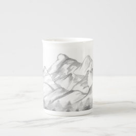 Porcelana Montañas Dibujadas a Lápiz en Taza de Latte