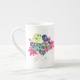 Porcelana Pájaros, taza de espresso de vidrio