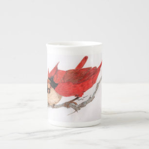 Porcelana Pares de taza de café de los cardenales