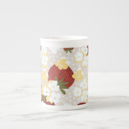 Porcelana Taza alta de flor de fresa silvestre