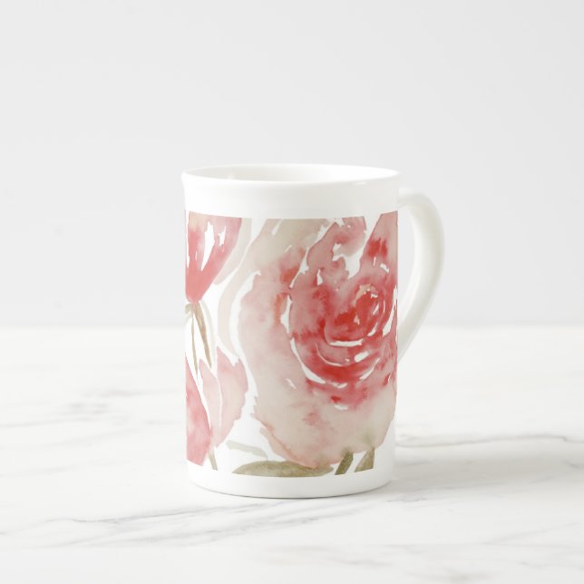 Porcelana Taza alta de los Peonies rosados (Derecha)