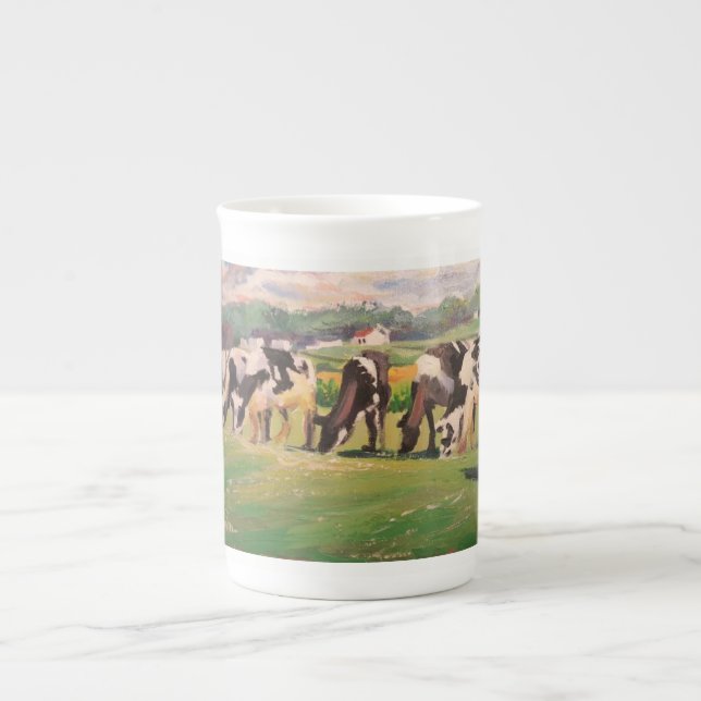 Porcelana Taza con el pasto de vacas (Frente)