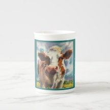 Taza con la acuarela de la vaca
