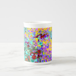 Porcelana Taza de arte abstracto vibrante – Magenta amarillo