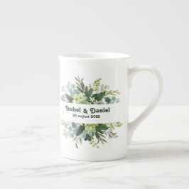 Porcelana Taza de café con nombre personalizado floral moder