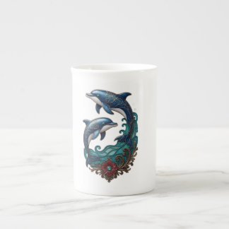 Porcelana Taza de café de cerámica hermosos delfines Yin Yan