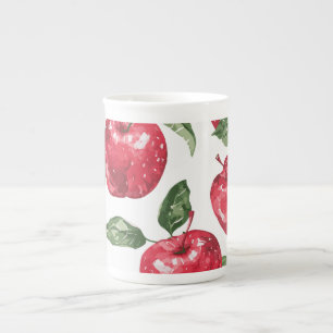 Porcelana Taza de café de manzana roja acuarela