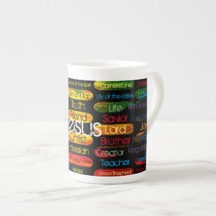 Porcelana Taza De Café Gigante Multicolor De Nombres De Jesú