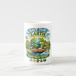 Porcelana Taza de diseño ecológico Salva Nuestro Planeta