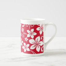 TAZA DE HUESO DE CHINA BLUE HAWAII (ROJO)