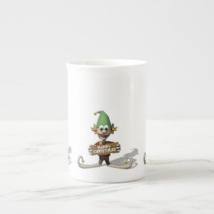 Porcelana Taza de Navidad, Elfo, Feliz Navidad
