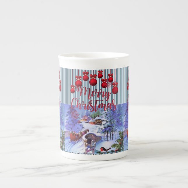 Porcelana Taza de Navidad, Feliz Navidad (Frente)
