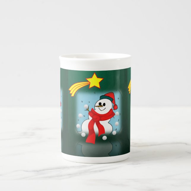 Porcelana Taza de Navidad Muñeco de Nieve (Frente)