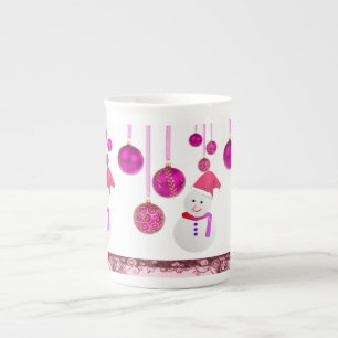 Porcelana Taza de Navidad Muñeco de Nieve