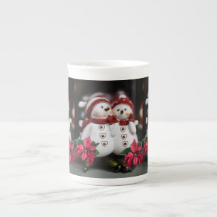 Porcelana Taza de Navidad Muñeco de Nieve