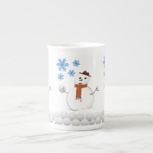 Porcelana Taza de Navidad Muñeco de Nieve