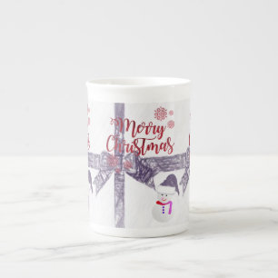 Porcelana Taza de Navidad Muñeco de Nieve