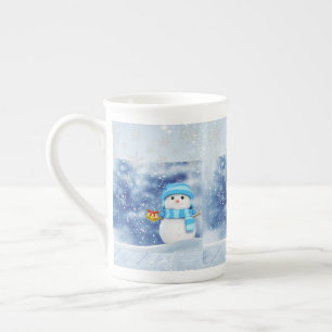 Porcelana Taza de Navidad, Muñeco de Nieve, Feliz Navidad