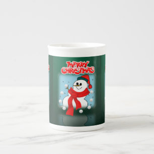 Porcelana Taza de Navidad Muñeco de Nieve, Feliz Navidad
