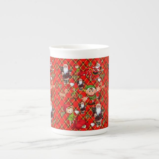 Porcelana Taza de Navidad, Santa (Frente)