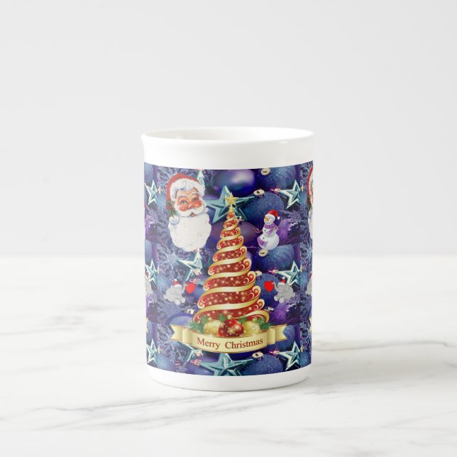 Porcelana Taza de Navidad, Santa (Frente)