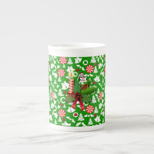 Porcelana Taza de Navidad, Vela de Navidad (Frente)