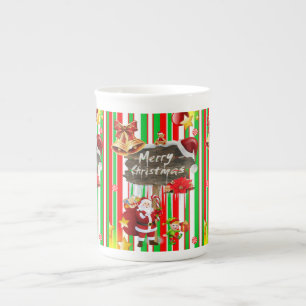 Porcelana Taza de Navidad, Vintage, Feliz Navidad Santa