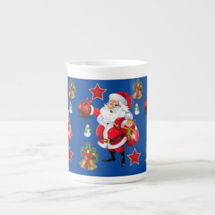Porcelana Taza de Navidad, Vintage, Feliz Navidad Santa