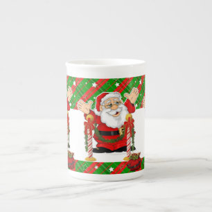 Porcelana Taza de Navidad, Vintage, Feliz Navidad Santa