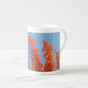 Porcelana Taza de regalo Hojas de árbol de otoño naranja Taz