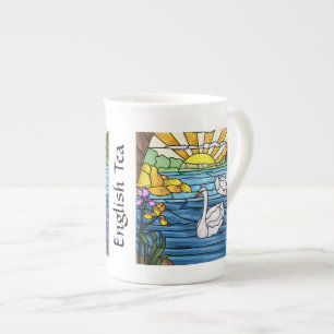 Porcelana Taza de té del canto del cisne