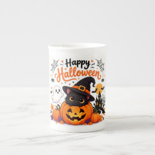 Porcelana Taza de viaje Feliz Halloween de gato lindo - Bruj