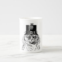 Taza del gato de Steampunk, gatito en sombrero de