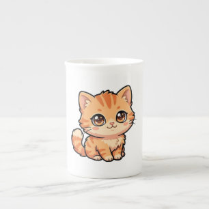 Porcelana Taza especial de gatito atigrado naranja adorable