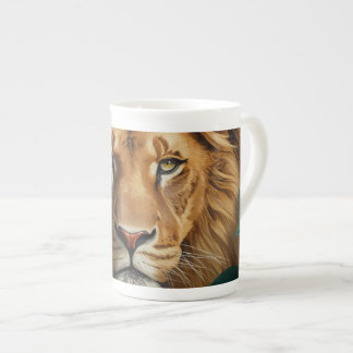 Porcelana Taza especial de león majestuoso Arte de vida silv