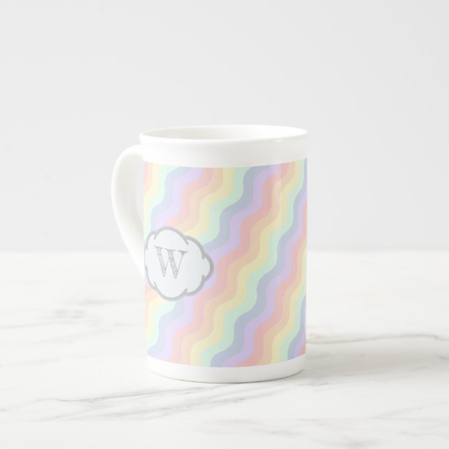 Porcelana Taza especial de olas de arcoíris pastel (Izquierda)