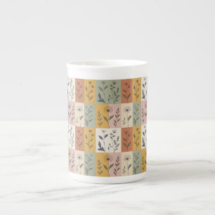 Porcelana Taza floral de patchwork botánico vintage