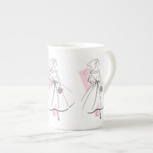 Porcelana Taza Novia de Moda Rosa loza de hueso