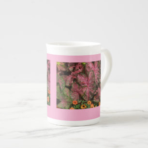 Porcelana Tetera de taza de Caladium rosa