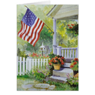 Pórche de entrada colonial de la bandera american