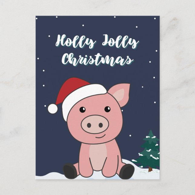 Porcino Feliz Navidad Animales Porcino tarjeta pos (Anverso)