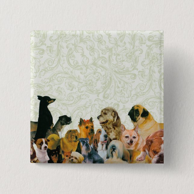 Porciones de botón del collage de los perros (Anverso)