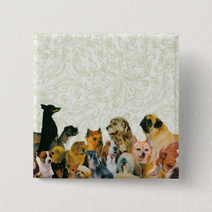 Porciones de botón del collage de los perros