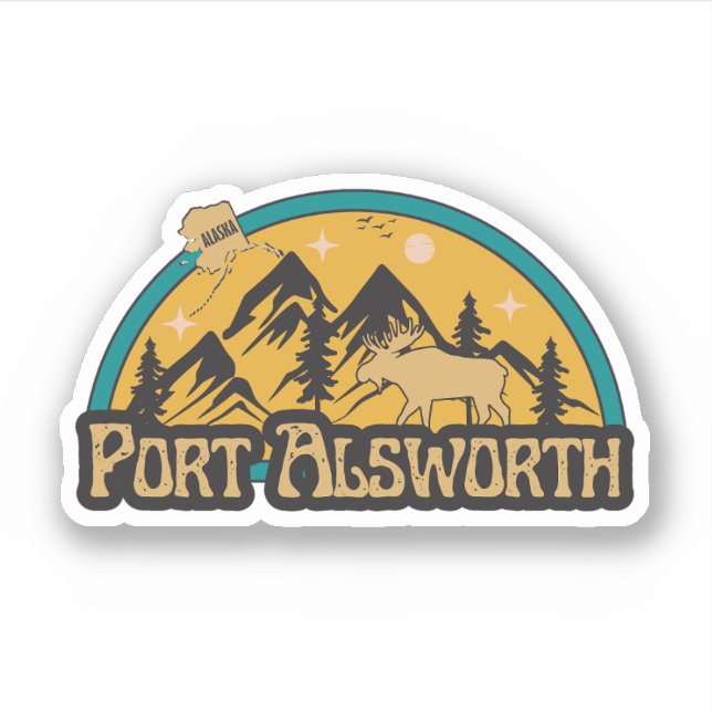 Port Alsworth, Pegatina de Alaska (Anverso)