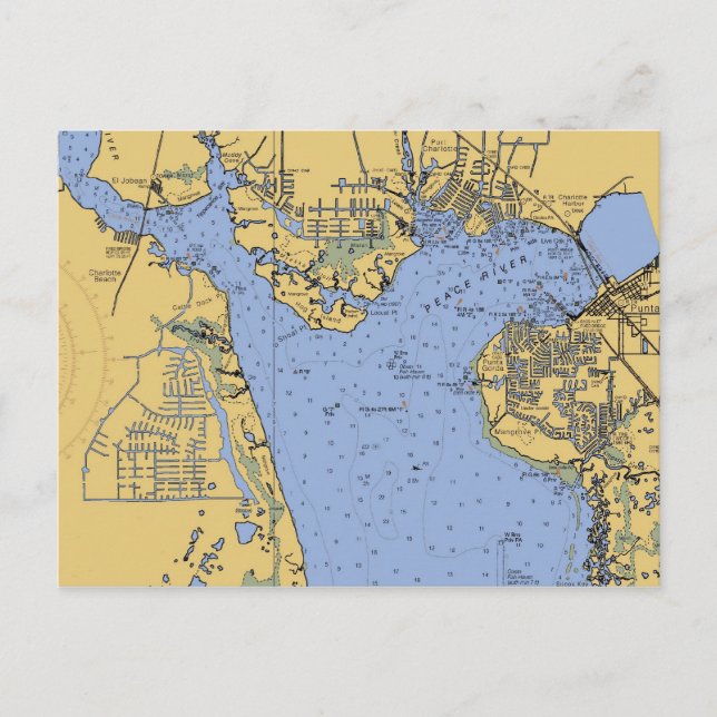 Port Charlotte, postal de la carta náutica de Flor (Anverso)
